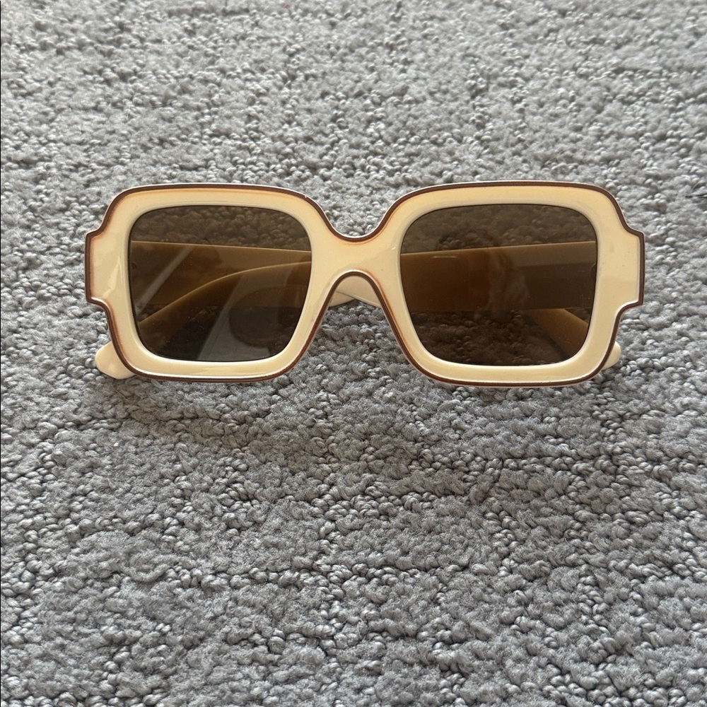 Free People Cream and Brown Sunglasses
